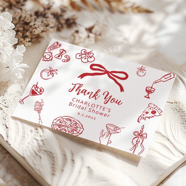 Cartão De Agradecimento That's Amore Hand Drawn Italian Bridal Shower (Criador carregado)