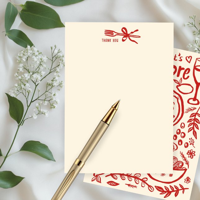 Cartão De Agradecimento That's Amore Italian Food CUSTOM Bridal SHower  (That's Amore Italian Food Hand-drawn Doodle CUSTOM Bridal SHower Thank You Note Card
)