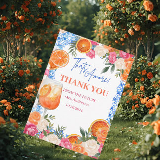 Cartão De Agradecimento Thats amore mediterranean blue tiles bridal shower