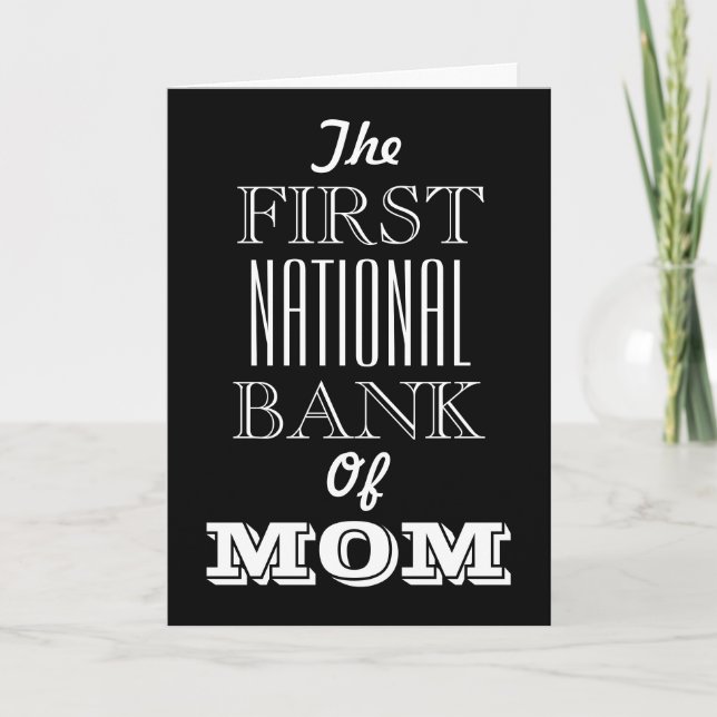 Cartão De Agradecimento The First National Bank of Mom Funny (Frente)