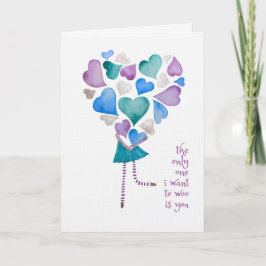 Cartão De Agradecimento The Only One I Want to Woo - Watercolour Love Card