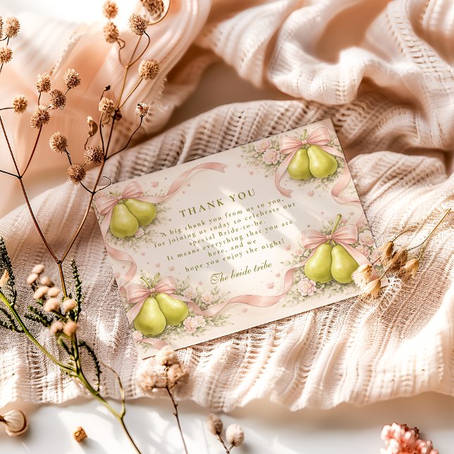 Cartão De Agradecimento The Perfect Pair Pear Bridal Shower (Criador carregado)