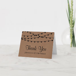 Cartão De Agradecimento The Rustic Kraft String Lights Wedding Collection
