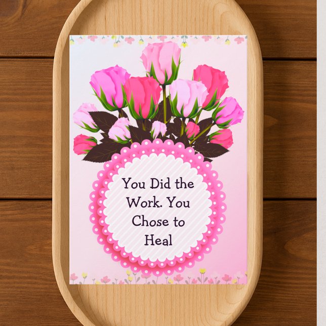 Cartão De Agradecimento Therapy Completion Card – Pink Floral Empowerment  (Criador carregado)