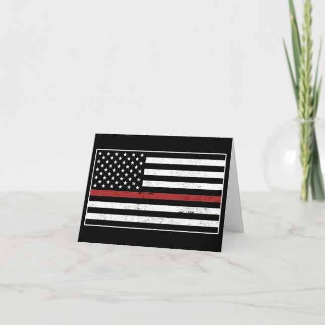 Cartão De Agradecimento Thin Red Line USA Flag Fire Department (Frente)