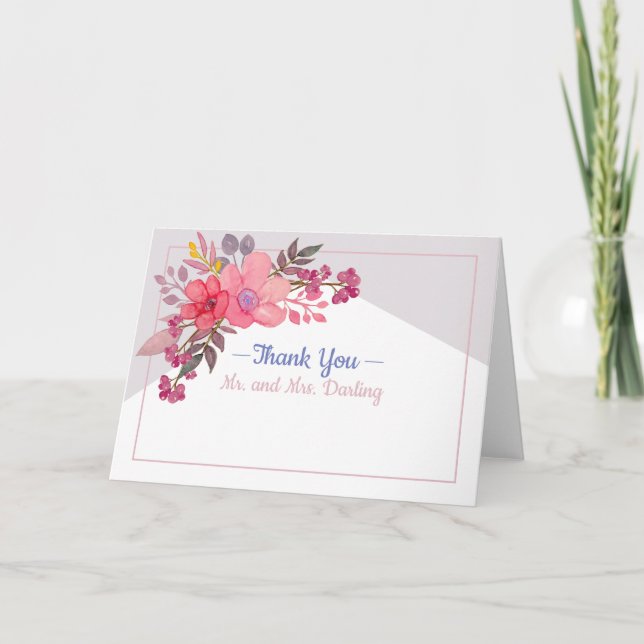 Cartão De Agradecimento Think Dusty Pinks with Gray Card (Frente)