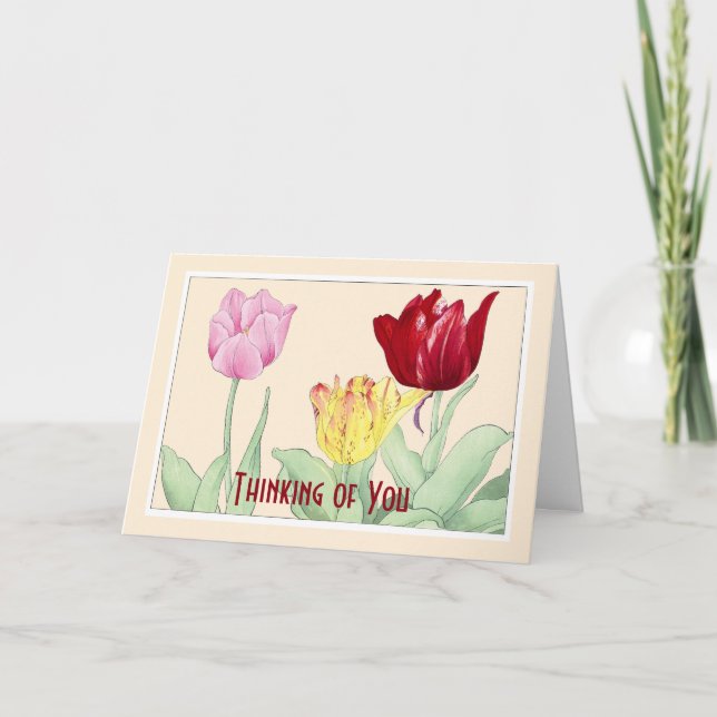 Cartão De Agradecimento Three Tulips, Botanicals Note Card - Customize (Frente)