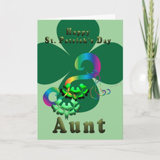 Cartão De Agradecimento Tia sortuda, Rua de trevo Shamrock. (Frente)