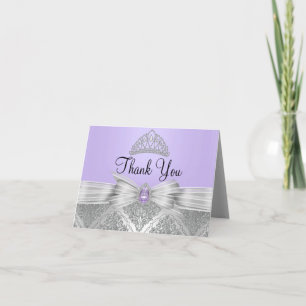 Cartão de Agradecimento Tiara & Damasco Roxo
