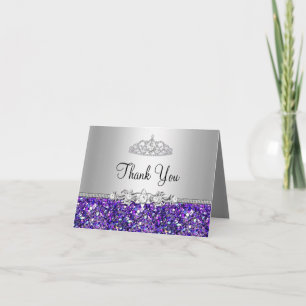 Cartão de Agradecimento Tiara de Brilho Roxo e Dia