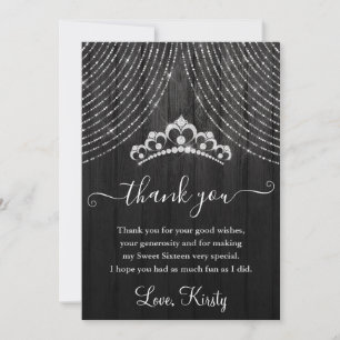 Cartão De Agradecimento Tiara de Diamante Prateado em Sweet Sixteen de Mad