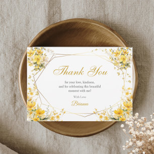 Cartão De Agradecimento Tiaro Floral Borboleta Amarelo Dourado Quinceañera