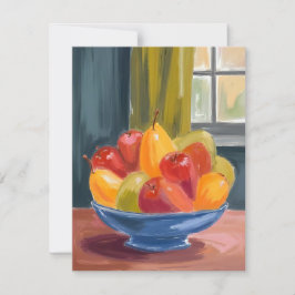Cartão De Agradecimento Tigela de Frutas Pintura em Aquarela