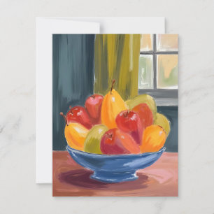 Cartão De Agradecimento Tigela de Frutas Pintura em Aquarela