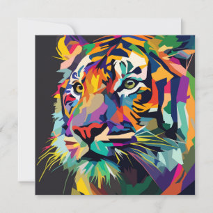 Cartão De Agradecimento Tigre face pop art