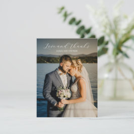 Cartão De Agradecimento Timeless Black and White Photo Elegant Wedding