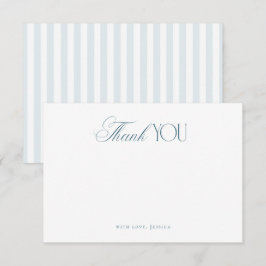 Cartão De Agradecimento Timeless Script Coastal Blue Stripes Bridal Shower