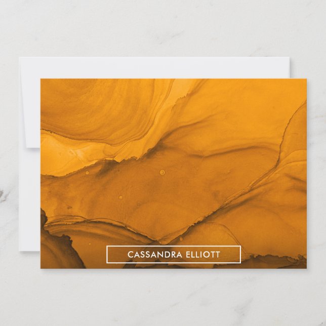 Cartão De Agradecimento Tinta de Álcool Laranja Negrito Abstrato Arte Líqu (Frente)