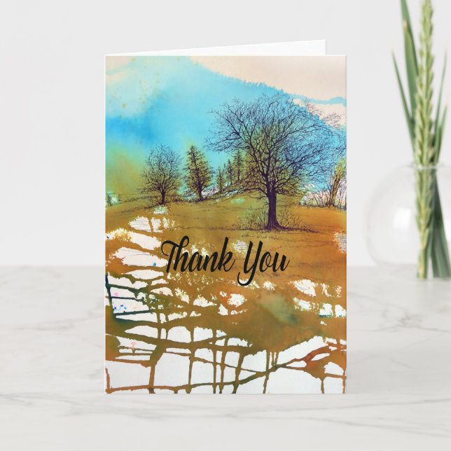 Cartão De Agradecimento Tinta de Aquarela de Abstrato pintada (Frente)