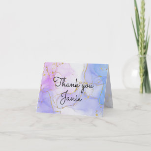 Cartão De Agradecimento Tinta rosa, púrpura e azul de álcool