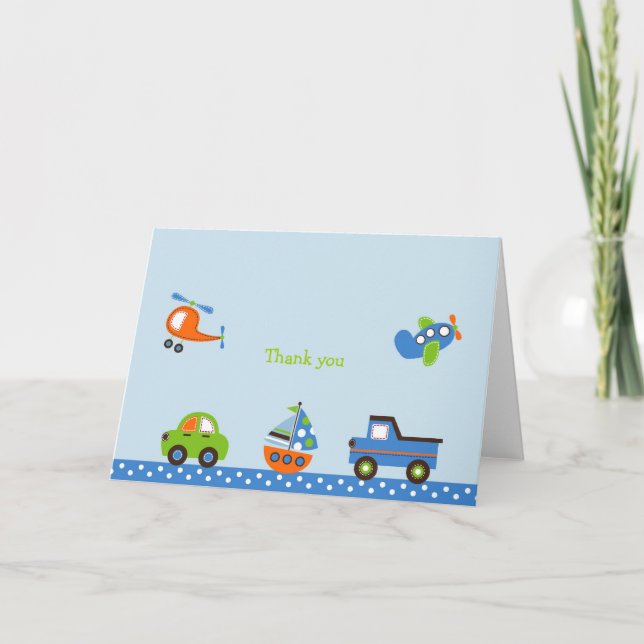 Cartão De Agradecimento Tiny Trips Transportation Thank You Note Cards (Frente)