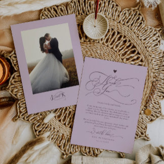 Cartão De Agradecimento Típica de Script Elegante Casamento de Plum