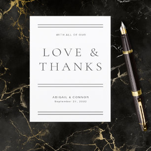 Cartão De Agradecimento Tipografia Branca e Negra Moderna