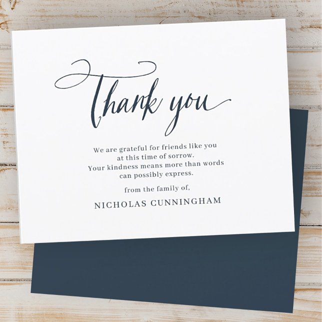 Cartão De Agradecimento Tipografia Cursiva Simples e Clássica Memorial (Criador carregado)