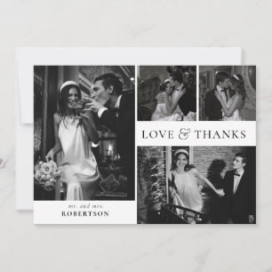 Cartão De Agradecimento Tipografia de Amor e Gratidão Foto Colagem Casamen