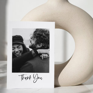 Cartão De Agradecimento Tipografia de Casamento de Fotografia Minimalista 