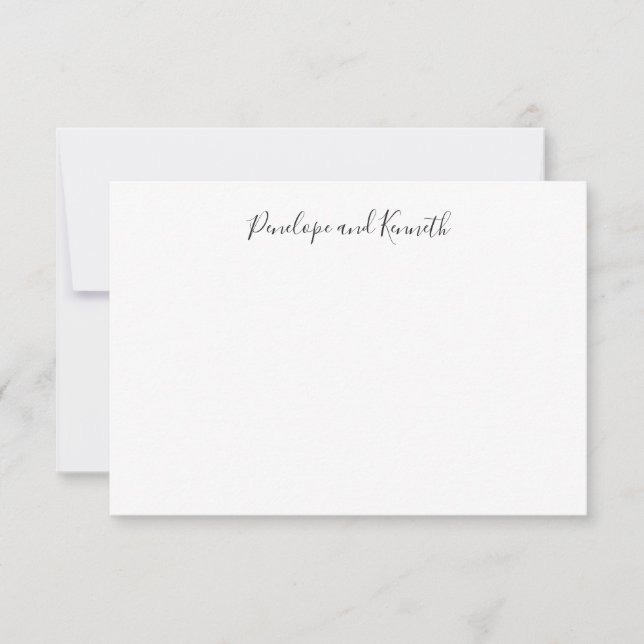 Cartão De Agradecimento Tipografia de Script Branco Preto Minimalista Mode (Frente)