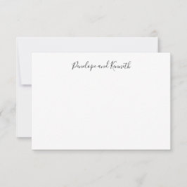 Cartão De Agradecimento Tipografia de Script Branco Preto Minimalista Mode