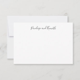 Cartão De Agradecimento Tipografia de Script Branco Preto Minimalista Mode