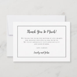 Cartão De Agradecimento Tipografia e quadro preto simples/sua foto