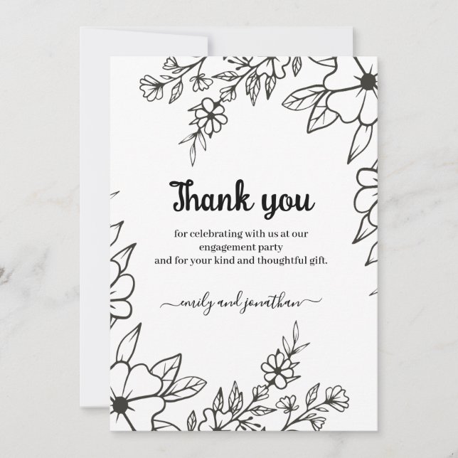 Cartão De Agradecimento Tipografia Elegante que estamos noivos (Frente)