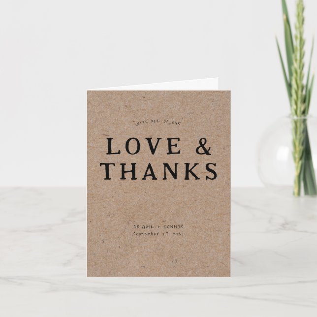 Cartão De Agradecimento Tipografia Manuscrita Casual Kraft (Frente)