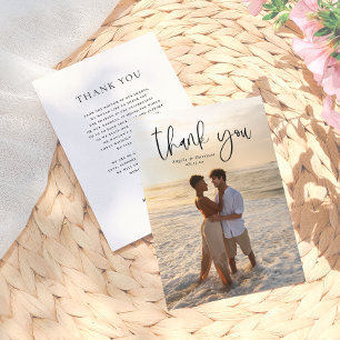 Cartão De Agradecimento Tipografia Minimalista Elegante Casamento Foto
