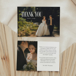 Cartão De Agradecimento Tipografia Minimalista Moderna 2-Foto Casamento