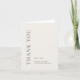 Cartão De Agradecimento Tipografia Moderna Casamento Beige Elegante