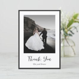 Cartão De Agradecimento Tipografia Moderna Minimalista Casamento Foto