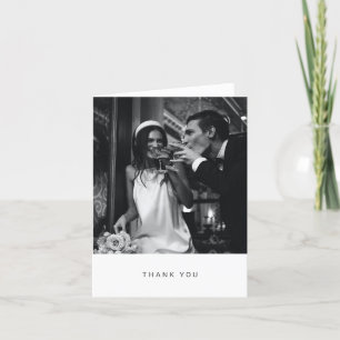 Cartão De Agradecimento Tipografia Moderna Minimalista Foto Casamento Dobr