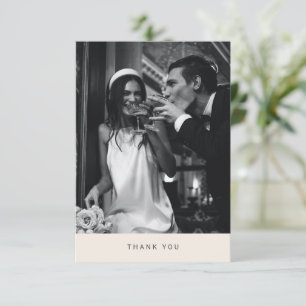 Cartão De Agradecimento Tipografia Moderna Minimalista Foto Casamento Marf