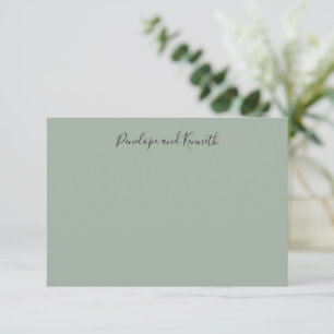 Cartão De Agradecimento Tipografia Moderna Minimalista Verde Salvia Script