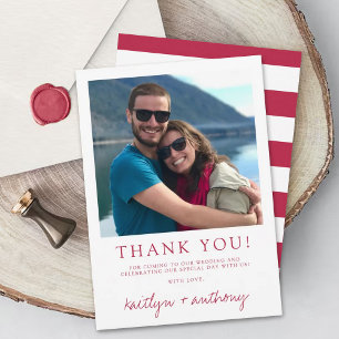 Cartão De Agradecimento Tipografia Moderna Viva Magenta Foto Minimalista