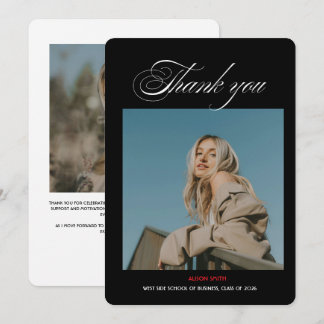 Cartão De Agradecimento Tipografia negra ousada minimalista moderna gradua