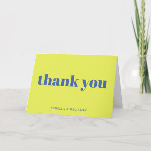 Cartão De Agradecimento Tipografia Negrita Personalizada Azul Carta