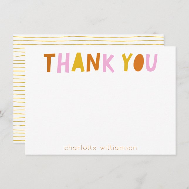 Cartão De Agradecimento Tipografia Simples e Bonita a Rosa Personalizada (Frente/Verso)