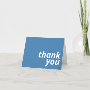 Cartão De Agradecimento Tipografia Simples Minimalista Moderna   Azul