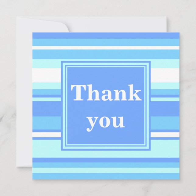 Cartão De Agradecimento Tiras azuis do céu monograma (Frente)