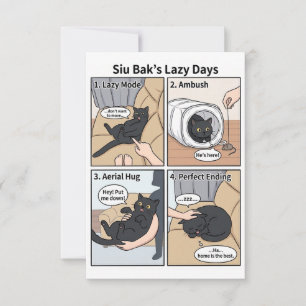 Cartão De Agradecimento Tiras Cômicas Divertidas do Gato Preto de Siu Bak